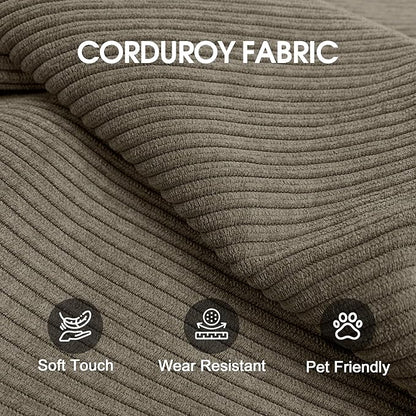 79" Convertible Sofa Bed with Fixed-Shape Frame, Corduroy Folding Pull Out Couch, No Assembly Modern Boneless Couch Compression Sofa in Box, Floor Sofa for Living Room,Camel