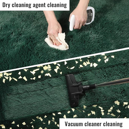 PAGISOFE Fluffy Shag Area Rug for Living Room, 5x8 Ft, Fluffy Shag Fuzzy Carpet Shaggy Rugs for Boys Bedroom, Soft Fuzzy Emerald Green Rugs for Kids Boys Baby's Room Decor Aesthetic, Dark Green