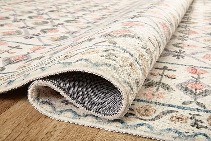 Loloi Rifle Paper Co. Eden Collection EDE-03 Lattice Ivory 3'-6" x 5'-6" Accent Rug feat. CloudPile™