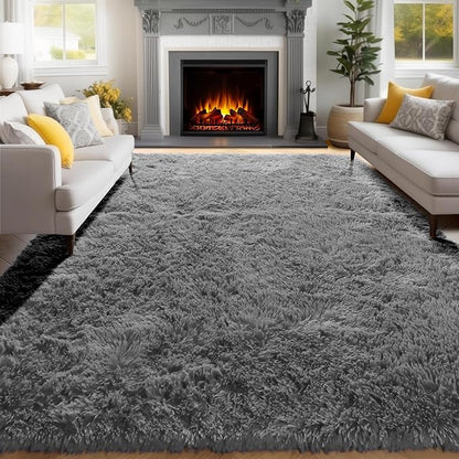PAGISOFE 8x10 Living Room Rug Grey, Soft Large Rugs for Bedroom, Thick Shaggy Big Carpet, Plush Fur Kids Rugs for Playroom, Fuzzy Modern Area Rug for Classroom, Home Decor, Shag Indoor Fluffy Rug