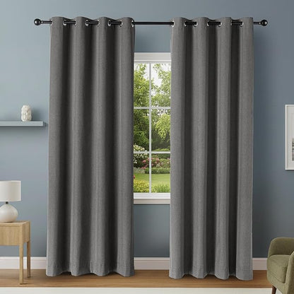 Amazon Basics 100% Blackout Curtains with Grommets, 2 Panels, 52 x 96 Inches, Black