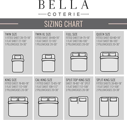 Bella Coterie Luxury Bamboo Viscose Split King Size Sheet Set | 2 Fitted Sheets for Sleep Number & Adjustable Beds | 100% Organically Grown | Cooling & Ultra Soft | 18” Deep Pocket [Black]