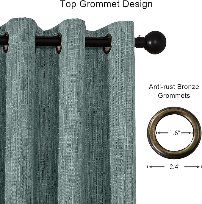 Jacquard Linen Curtains 108 inch Length 2 Panels Thick Faux Linen Blended Window Drapes Burlap Textured Curtains with Grommet for Living Room Bedroom Farmhouse (52x108 Lake Blue) Natural