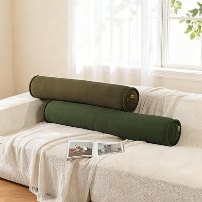 Body Pillow for Adults – Corduroy Long Round Bolster Pillow for Bed, Cuddle Pillow with Full Support for Side Sleepers & Restful Sleep,59 x 7.87 Inches,Martini 0live