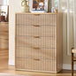 LEYAOYAO Fluted 5 Drawers Dresser Set of 2, 41" Tall Modern Chest of Drawers with Metal Handle, Curved Profile Dresser TV Stand, Wooden Drawer Organizer for Bedroom, Living Room, Hallway, Lightgrey