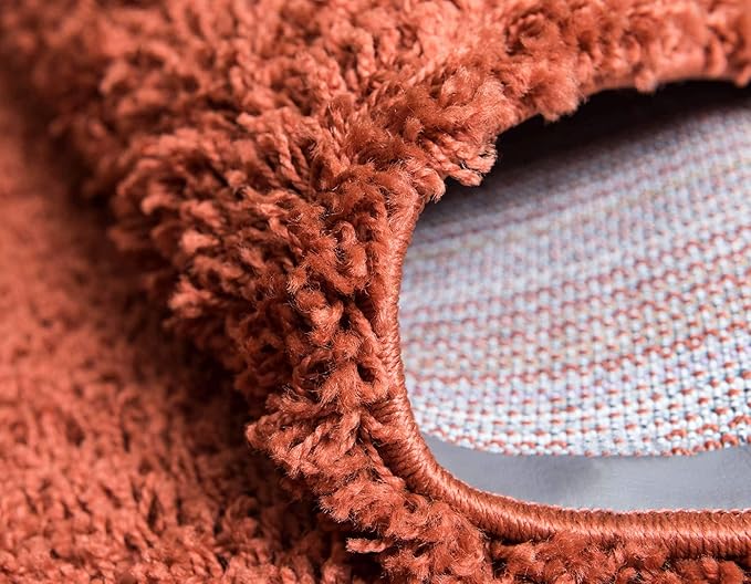 Unique Loom Solid Shag Collection Area Rug (5' 1" x 8' Rectangle, Terracotta)