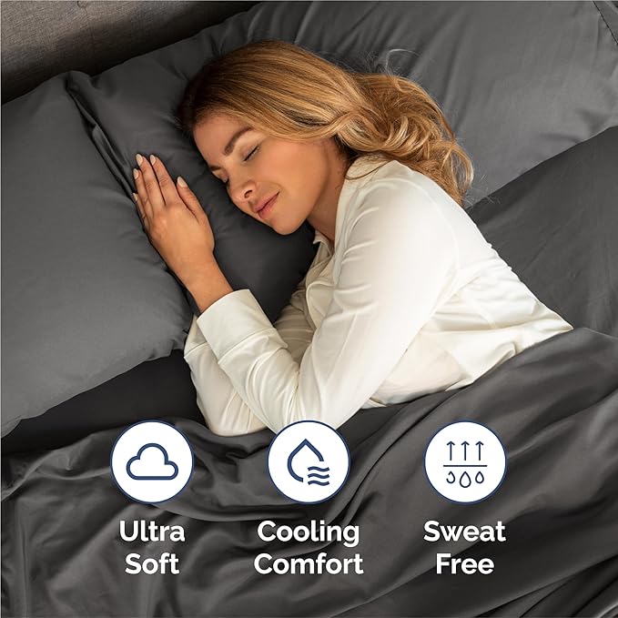 King 6 Piece Sheet Set - Cooling, Comfy & Breathable - Hotel Luxury Bedding, Includes Fitted Sheet for Women, Men, Kids and Teens - 1 Flat, 1 Fitted Sheet, 4 Pillowcases with Deep Pockets - Charcoal
