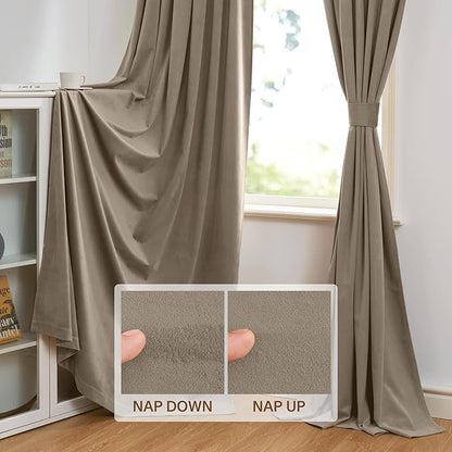 StangH Velvet Curtains 90 inches Long - Camel Beige Room Darkening Privacy Protect Window Treatment Luxury Heavy Thick Door Drapes for Living Room/Bedroom, W52 x L90, 2 Panels