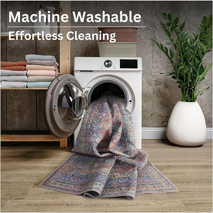 Bloom Rugs Washable Non-Slip 5' x 7' Rug - Multicolor Traditional Medallion Area Rug for Living Room, Bedroom, Dining Room, and Kitchen - Exact Size: 5' x 7'