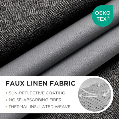 Joydeco Charcoal Grey Blackout Curtains 84 Inches Long, Curtains 84 Inch Length 1 Panel for Bedroom, Thermal Insulated Linen Black Out Curtains with Grommets(100x84, Charcoal Grey)
