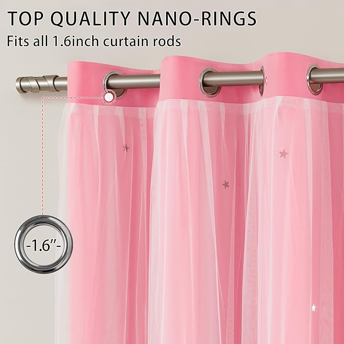 XiDi Curtains for Bedroom Decor Pink34/96/1 US