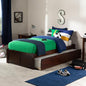 AFI Concord Twin Size Platform Bed with Footboard & Twin Trundle in Walnut