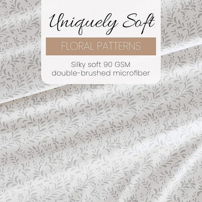 Linen Market 4 Piece California King Bedding Sheet Set (Gray Vines) - Sleep Better Than Ever with These Ultra-Soft & Cooling Bed Sheets for Your Cal King Size Bed - Deep Pocket Fits 16" Mattress