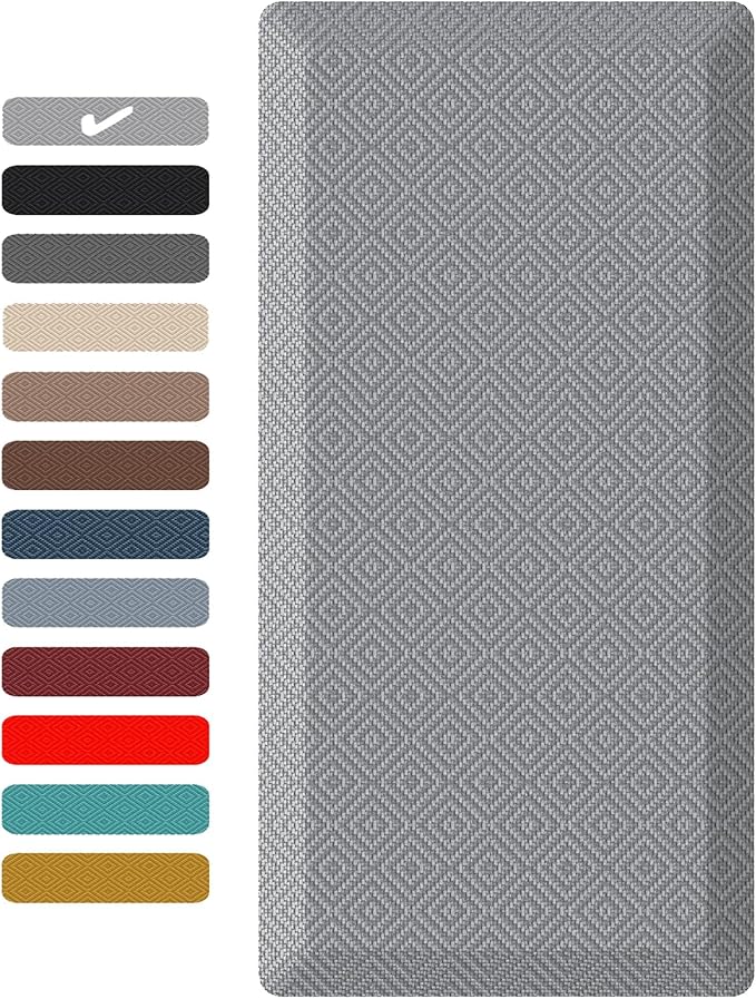 Ophanie Kitchen Mats for Floor, 3/4 Inch Thick Kitchen Rugs, 24'' x 70'' Anti Fatigue Standing Cushioned Mat, Waterproof,Comfort Ergonomic Mat for Office, Home, Sink, Grey Non-Slip Bottom