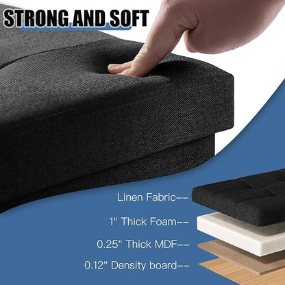 BRIAN & DANY 15 Inches Ottoman with Storage, Square Small Storage Ottoman Foot Rest with Legs, Ottomans Foot Stool for Dorm, Living Room, Entryway (Black)