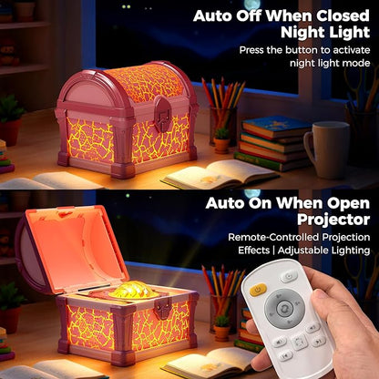 Briignite Galaxy Projector, 7 Colors Treasure Chest Night Light Aurora Lights Projector with 8 Effects & Remote, Dimmable Galaxy Light Ambient Lighting for Bedroom, Gifts for Kids Teen Women (Pink)