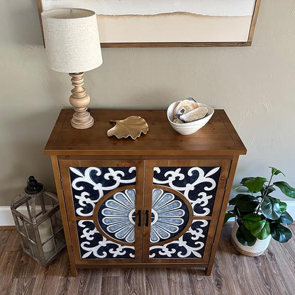 PHI VILLA Blue Accent Cabinet with Doors, Small Buffet Sideboard for Living Room Entryway Cabinet