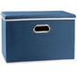 PRANDOM Large Collapsible Storage Bin with Lid [1-Pack] Fabric Foldable Storage Box Organizer Container Basket Cube with Cover for Home Bedroom Closet Office Nursery Royal Blue(17.7x11.8x11.8)
