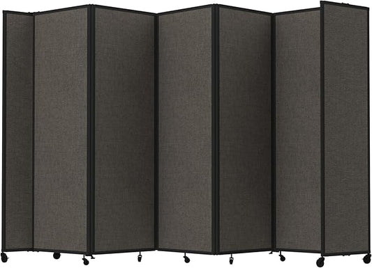 Versare Room Divider 360 Portable Wall Partition | Folding Panels | Large Freestanding Divider | Locking Wheels | Temporary Room Separator | 14' x 7'6'', Mocha