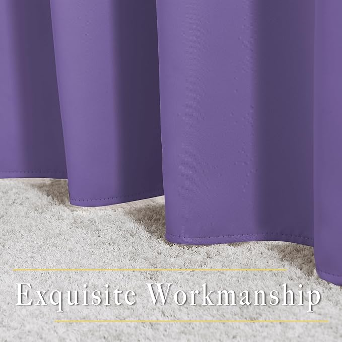 NICETOWN Blackout Lilac Purple Curtains & Drapes for Bedroom - Noise Reducing Thermal Insulated Solid Grommet Room Darkening Window Drapes for French Door (2 Panels, 66 x 90 Inch)