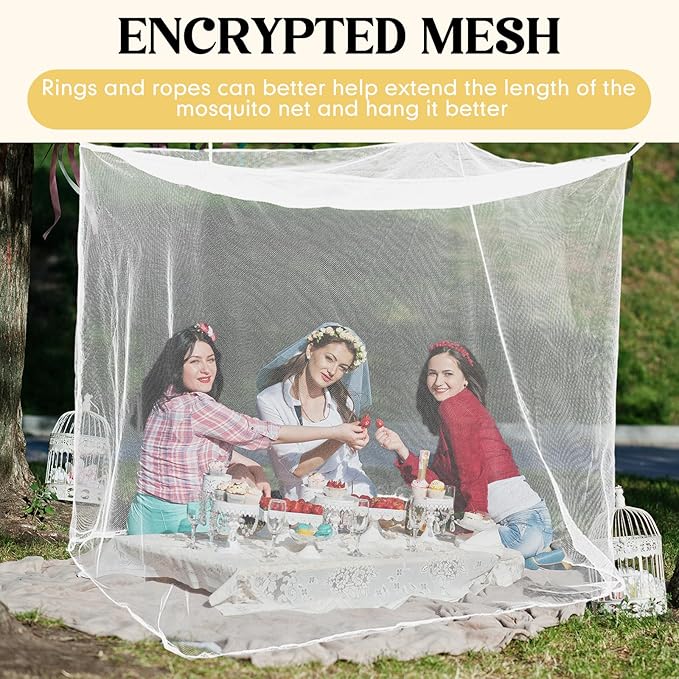4 Corners Mosquito Net for Mosquiteros para Camas Bed Canopies Netting Bed Drapes Rectangular Mosquito Mesh for Camping Home Outdoor Travel(White A,L87 X W79 X H79 Inch,No-Opening)