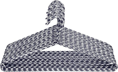 Clothes Hangers 30 Pack Stylish Fabric Wrapped Metal, Space Saving Coat, Velvet, Pant Hangers for Closet Organization, Durable Non-Slip, Navy/White Wardrobe Essentials Bulk Storage