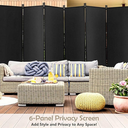 GOFLAME 6 Panel Folding Room Divider, 6FT Rolling Privacy Screen with Lockable Wheels, Portable Room Partition Screen, Freestanding Wall Divider and Separator for Home Office, Grey