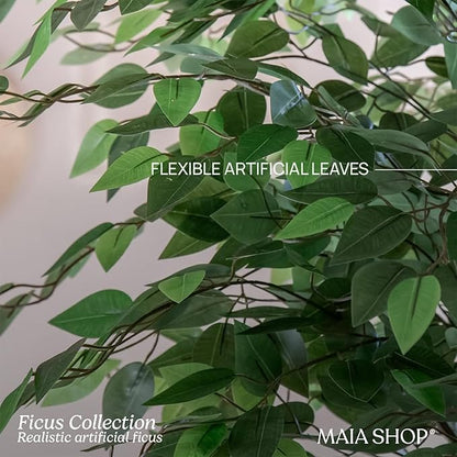 Maia Shop 5ft Artificial Ficus Tree Plant for House, Apartment or Office – Realistic Fake Indoor Plants for Living Room, Kitchen, Bedroom, Entryway or Bathroom – Faux Greenery for Home Décor