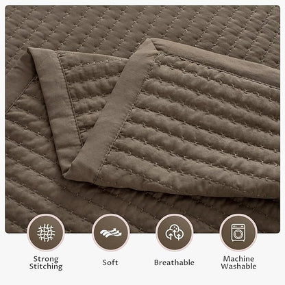 KASENTEX Oversized King Quilt Set 112"x106" – Soft Washed 3-Layer Lightweight California King Bedspread, Minimalist Nordic Design, All-Season Spring & Summer Quilt Set (1 Quilt + 2 Pillow Shams), Cub