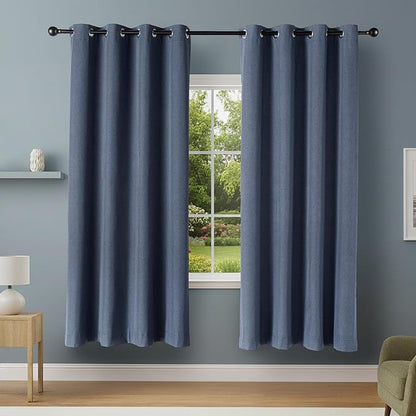 Amazon Basics 100% Blackout Curtains with Grommets, 2 Panels, 52 x 84 Inches, Navy