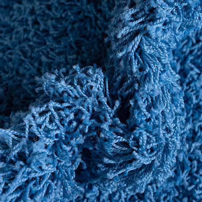 Unique Loom Solid Shag Collection Area Rug (5' Round Periwinkle Blue)