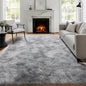 PAGISOFE Abstract Shaggy Machine Washable Area Rug 4' x 6' Plush Soft Fluffy Fuzzy Furry Carpet for Living Room, Home Decor Aesthetic Tie-Dyed Light Grey Bedside Rugs, Nursery Grils Boys Kids Room