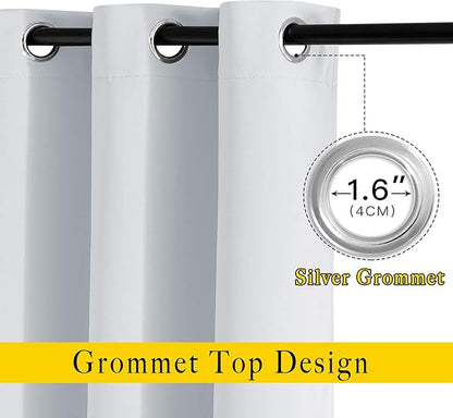 NICETOWN Greyish White Room Darkening Curtains - Window Treatment Thermal Insulated Grommet Room Darkening Curtains/Drapes for Bedroom (2 Panels, 66 by 54, Greyish White)