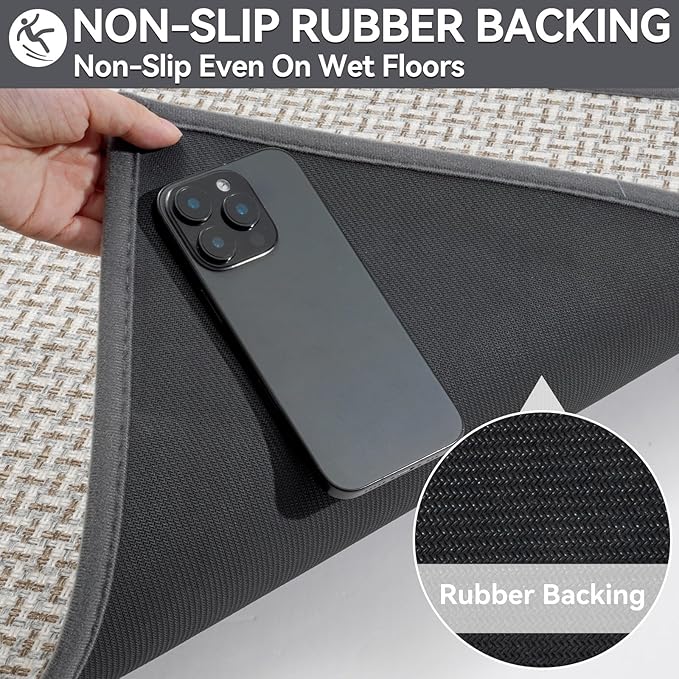 Indoor Door Mat 24x72 Dirt Resistant and Absorbent, Non-Slip Rubber Backing Floor Mats, Easy Clean Low-Profile Doormat for Entryway, Front Door, Inside Entrance Gray