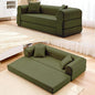 78.5" Convertible Sleeper Sofa Bed, Faux Leather Deep Seat Folding Floor Sofa with Pullout Bed & 2 Pillows, No Assembly Modern Boneless Couch Compression Sofa in Box for Living Room, Office, Green