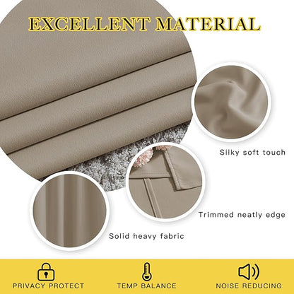 NICETOWN Bedroom Blackout Curtains and Drapes - Energy Smart Thermal Insulated Solid Grommet Blackout Draperies for Living Room (2 Panels, 52 inches x 72 inches, Taupe)
