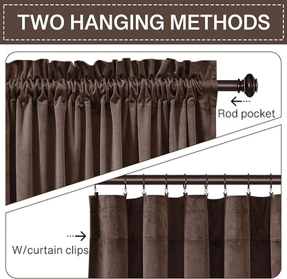 StangH Reddish Brown Curtains 84 inch Long for Bedroom, Soft Velvet Window Treatment Room Darkening Thick Decorative Drapes for Living Dining Room, W52 x L84, 2 Panels