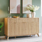 T4TREAM Large Buffet Sideboard Cabinet with Storages, 60" Fluted Modern Buffet Table Coffee Bar Wine Bar Storage Cabinet with 3 Drawers & 4 Doors for Dining Room, Living Room, Hallway(Natural Oak) | with Storages, Coffee Bar, Wine Bar, Storage Cabinet,...