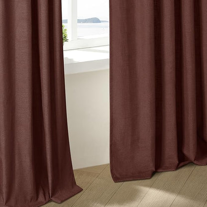 Reddish Brown Pinch Pleated Linen Cafe Curtains 45 Inch Length 2 Panels for Dining Room Kitchen Bedroom Semi Sheer Pleat Drapes with Hooks Rings Light Filtering Short Window Curtain Cabinet 40x45