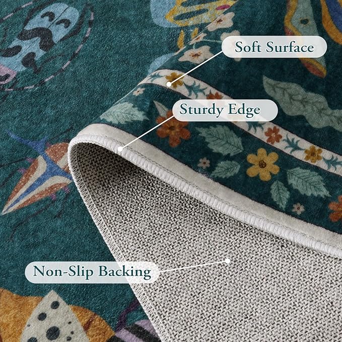 Lahome Insect Washable Rug, 2x3 Kitchen Rugs for Entryway Bathroom, Soft Door Mat Indoor Entrance Ultra-Thin, Small Non-Slip Throw Carpet for Bedroom Entry, Dark Green