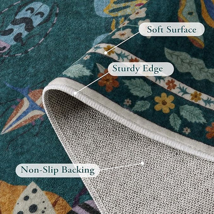 Lahome Insect Washable Rug, 2x3 Kitchen Rugs for Entryway Bathroom, Soft Door Mat Indoor Entrance Ultra-Thin, Small Non-Slip Throw Carpet for Bedroom Entry, Dark Green