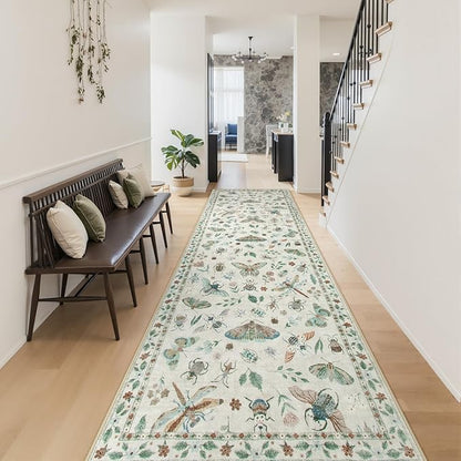 Lahome Insect Washable Runner Rug, 2'6''x8' Soft Hallway Rug Non Slip, Ultra-Thin Kitchen Runners for Hallways with Rubber Backing Carpet for Laundry Bedroom Bathroom(Beige)