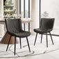 YOUTASTE Black Dining Chairs Set of 2 Upholstered Mid Century Modern Kitchen Dining Room Chairs Armless Faux Leather Accent Chairs Metal Vanity Lounge Chair with Back for Living Room Bedrooms