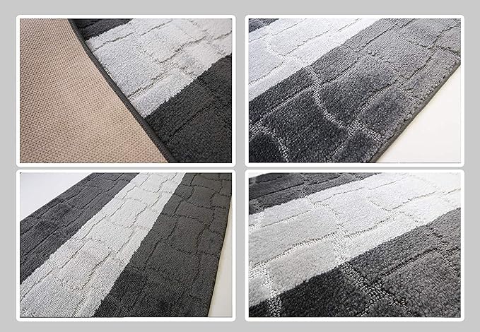 Custom Length Hallway Runner Rug,Slip Resistant,Puzzle Anthracite, 26 Inch X 3 feet, Doormat, Sold and Priced Per Foot