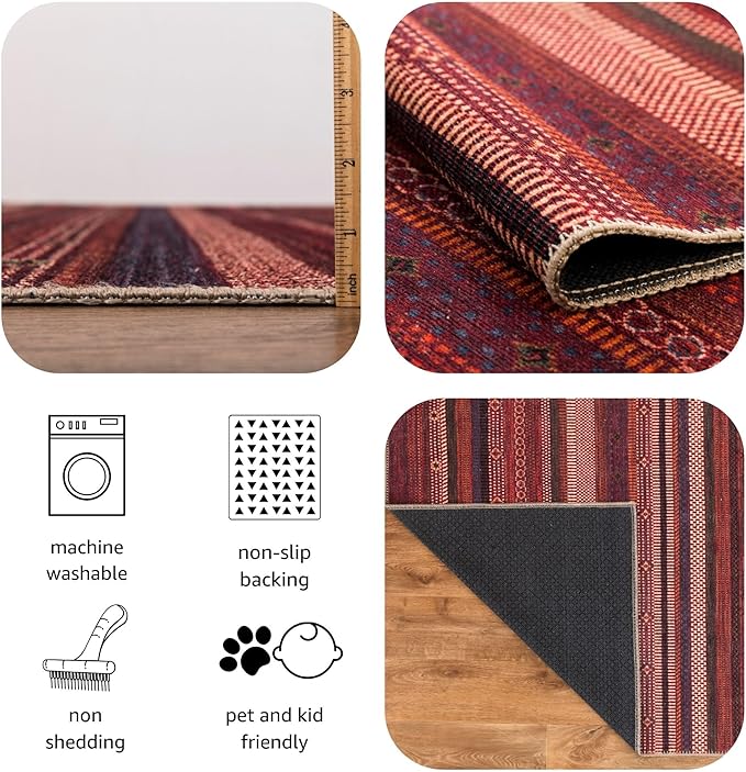 Keen Home Design 2x3 Rug - Machine Washable Entry Rug with Non-Slip Backing, Ideal for Enteryway, Kitchen, Bathroom, Laundry Room - Vintage, Easy Clean, Durable, Low Pile Rug - (2' x 3')