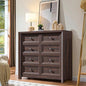 Farmhouse 8 Drawer Dresser for Bedroom, 41" Tall Wood Chest of Drawers, 43.3" Wide Dresser TV Stand, Storage Closet Drawer Organizer for Bedroom, Walnut