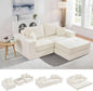 Boneless Sectional Loveseat Couch with Ottoman, Convertible Tufted Button Modular Floor Sleeper Sofa Bed, Comfy Foldable Compression Love Seat Sofa for Living Room, No Assembly, Beige