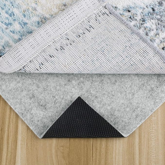 Non Slip Rug Pad 4x6 Feet, 4/25" Thick Felt Cushioned Rubber Rug Gripper Pad for Hardwood, Laminate, Stone, Tile, Wood, Vinyl Floors & Carpet, Anti Skid Under Area Rug Pads