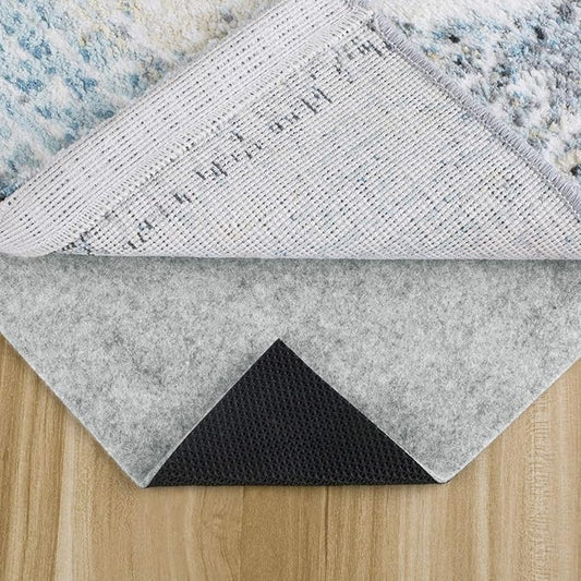 Non Slip Rug Pad 4x6 Feet, 4/25" Thick Felt Cushioned Rubber Rug Gripper Pad for Hardwood, Laminate, Stone, Tile, Wood, Vinyl Floors & Carpet, Anti Skid Under Area Rug Pads