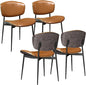 Art Leon Dining Chairs Set of 4, Gray Oak Bentwood, Mid Century Modern Dining Room Chairs, Faux Leather Upholstered Desk Chair with Black Metal Legs, Brown